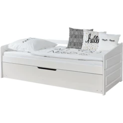 TiCAA Divano Letto Micki Faggio Bianco Con Letto Aggiuntivo