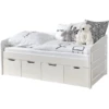 TiCAA Divano Letto Mini Micki Bianco Faggio Bianco Con 4 Cassetti Aden Compreso Materasso