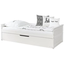 TiCAA Divano Letto Theodor 90 X 200 Cm Bianco Pino Con Letto Aggiuntivo