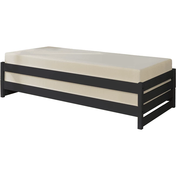 TiCAA Lettino Impilabile Nadine 90 X 200 Cm Pino, Antracite 4 TiCAA Lettino Impilabile Nadine 90 X 200 Cm Pino, Antracite - immagine 2