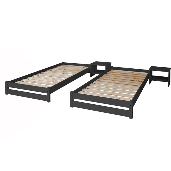 TiCAA Lettino Impilabile Nadine 90 X 200 Cm Pino, Antracite 5 TiCAA Lettino Impilabile Nadine 90 X 200 Cm Pino, Antracite - immagine 3