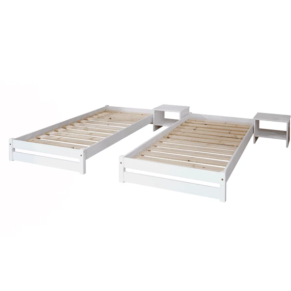 TiCAA Lettino Impilabile Nadine 90 X 200 Cm Pino, Bianco 4 TiCAA Lettino Impilabile Nadine 90 X 200 Cm Pino, Bianco - immagine 2