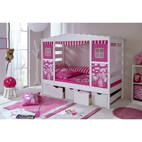 TICAA Letto Casetta Horse Rosa Var 2 Con 5 Cassetti 6 TICAA Letto Casetta Horse Rosa Var 2 Con 5 Cassetti - immagine 4