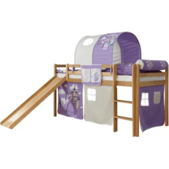 TiCAA Letto Con Scivolo Rene, Faggio Nature Cavallo Viola