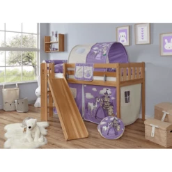 TiCAA Letto Rialzato Con Scivolo Ekki, Faggio Nature Cavallo Viola -Negozio online Pink Or Blue ticaa letto rialzato con scivolo ekki faggio nature cavallo viola a327651 3