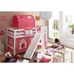 TICAA Letto Rialzato Con Scivolo Tino Bianco, Rosa/bianco -Negozio online Pink Or Blue ticaa letto rialzato con scivolo tino bianco rosa bianco a246527 1