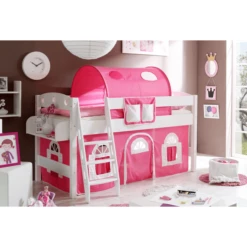 TICAA Letto Rialzato KENNY In Pino Bianco - Rosa-Bianco -Negozio online Pink Or Blue ticaa letto rialzato kenny in pino bianco rosa bianco a111248 1