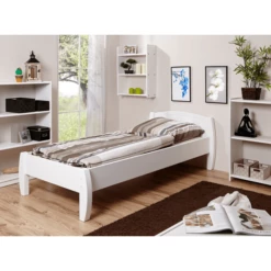 TiCAA Letto Singolo Jasmin 100 X 200 Cm Pino Bianco