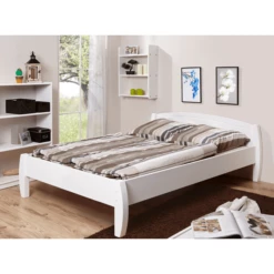 TiCAA Letto Singolo Jasmin 140 X 200 Cm Pino Bianco
