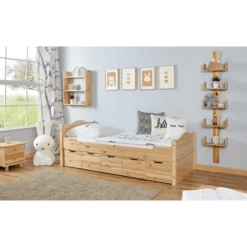 TiCAA Letto Singolo Leni 90 X 200 Cm Pino Nature, 5 Cassetti -Negozio online Pink Or Blue ticaa letto singolo leni 90 x 200 cm pino nature 5 cassetti a327405 2