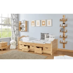 TiCAA Letto Singolo Leni 90 X 200 Cm Pino Nature, 5 Cassetti -Negozio online Pink Or Blue ticaa letto singolo leni 90 x 200 cm pino nature 5 cassetti a327405 3