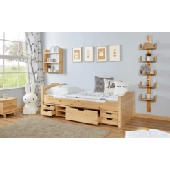 TiCAA Letto Singolo Leni 90 X 200 Cm Pino Nature, Con 4 Cassetti Funzionali -Negozio online Pink Or Blue ticaa letto singolo leni 90 x 200 cm pino nature con 4 cassetti funzionali a327408 3