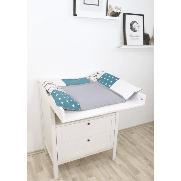 Ullenboom Rivestimento Per Materassino Fasciatoio, Animali Della Foresta, Petrol 75x85 Cm 5 Ullenboom Rivestimento Per Materassino Fasciatoio, Animali Della Foresta, Petrol 75x85 Cm - immagine 3