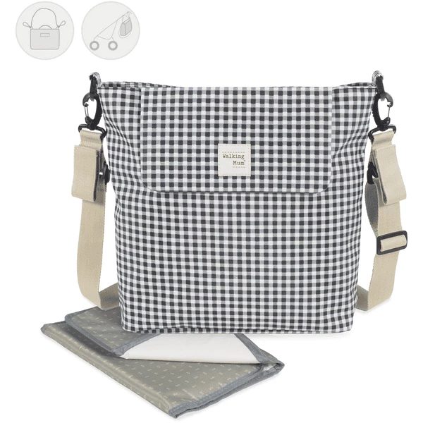 Walking Mum Borsa Per Pannolini I Love Vichy Nero 4 Walking Mum Borsa Per Pannolini I Love Vichy Nero - immagine 2